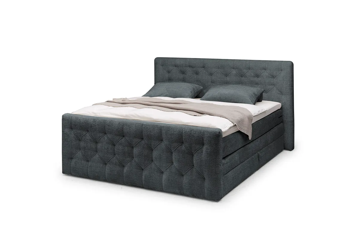 Boxspringbett- Liegefläche ca. 180x200 cm, Stoff, Schwarz