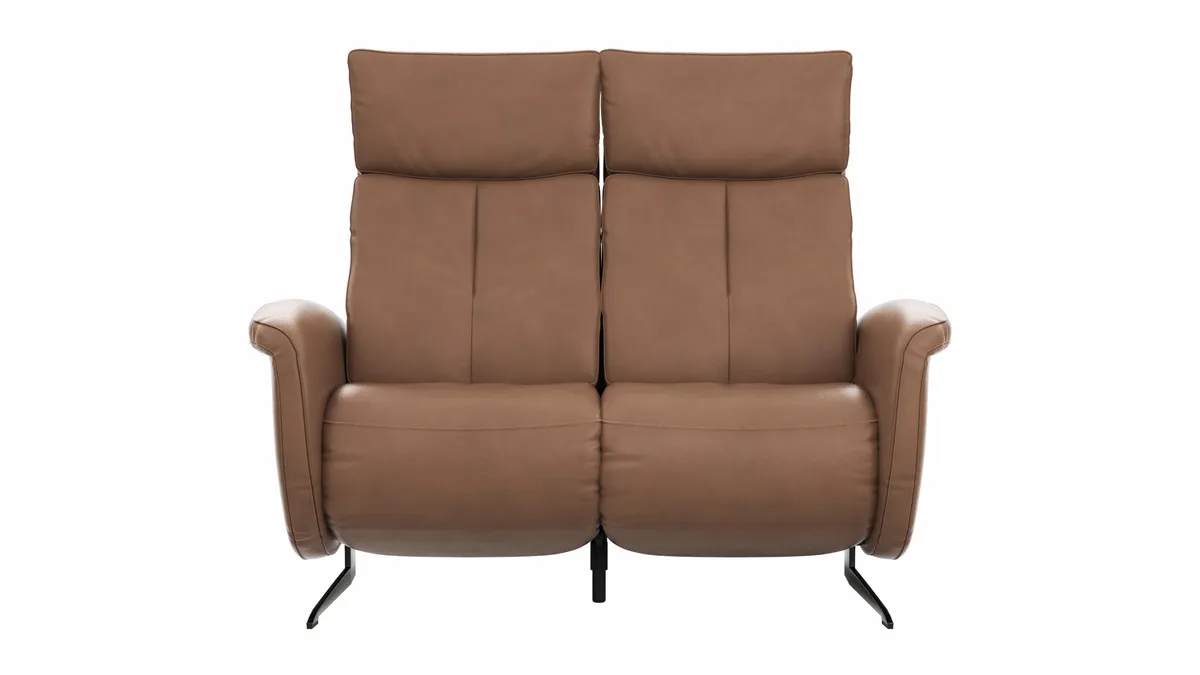 Sofa Sitz.Konzept Sofa - 2-Sitzer inkl. Relaxfunktion (motorisch) und Kopfteilverstellung, Leder, Cognac