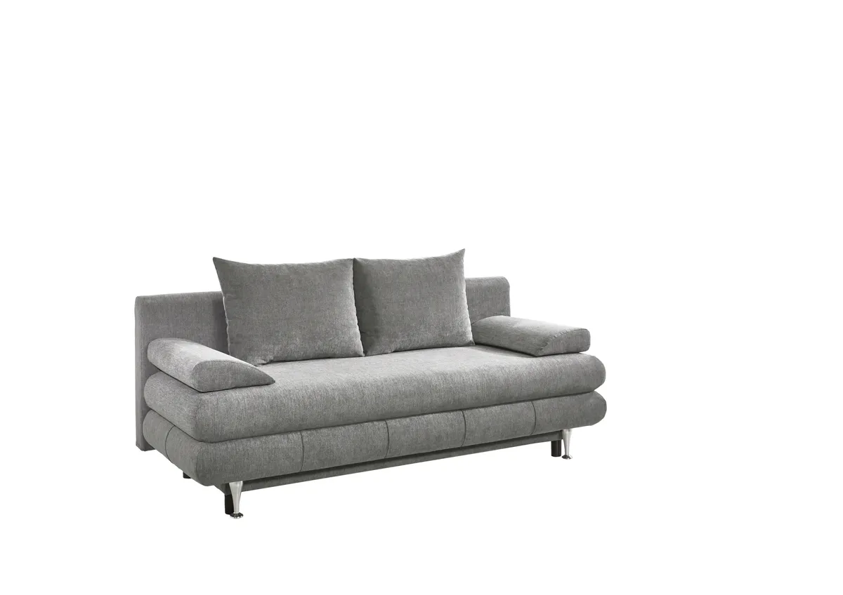Schlafsofa- 2 Sitzer, Inkl. Bettkasten, Stoff, Grau