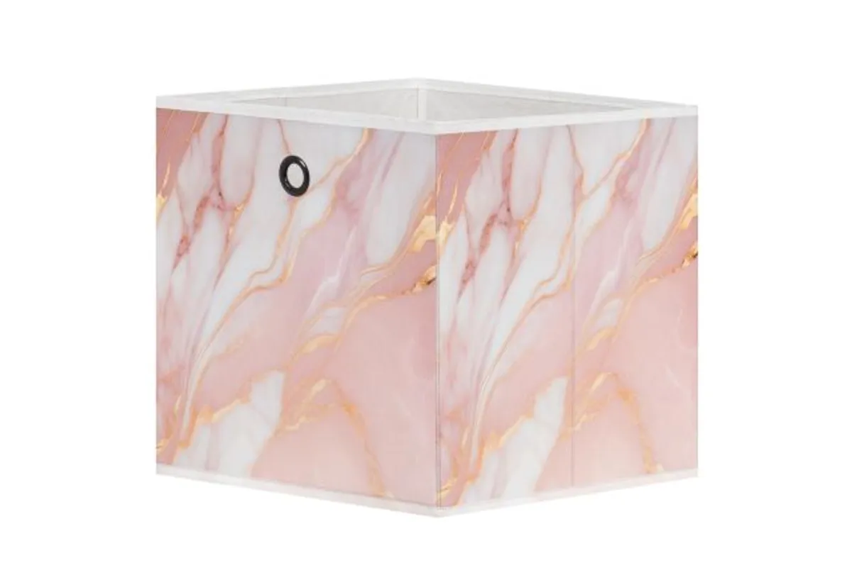 Faltbox - Stoff, Marmor Rosa/Gold