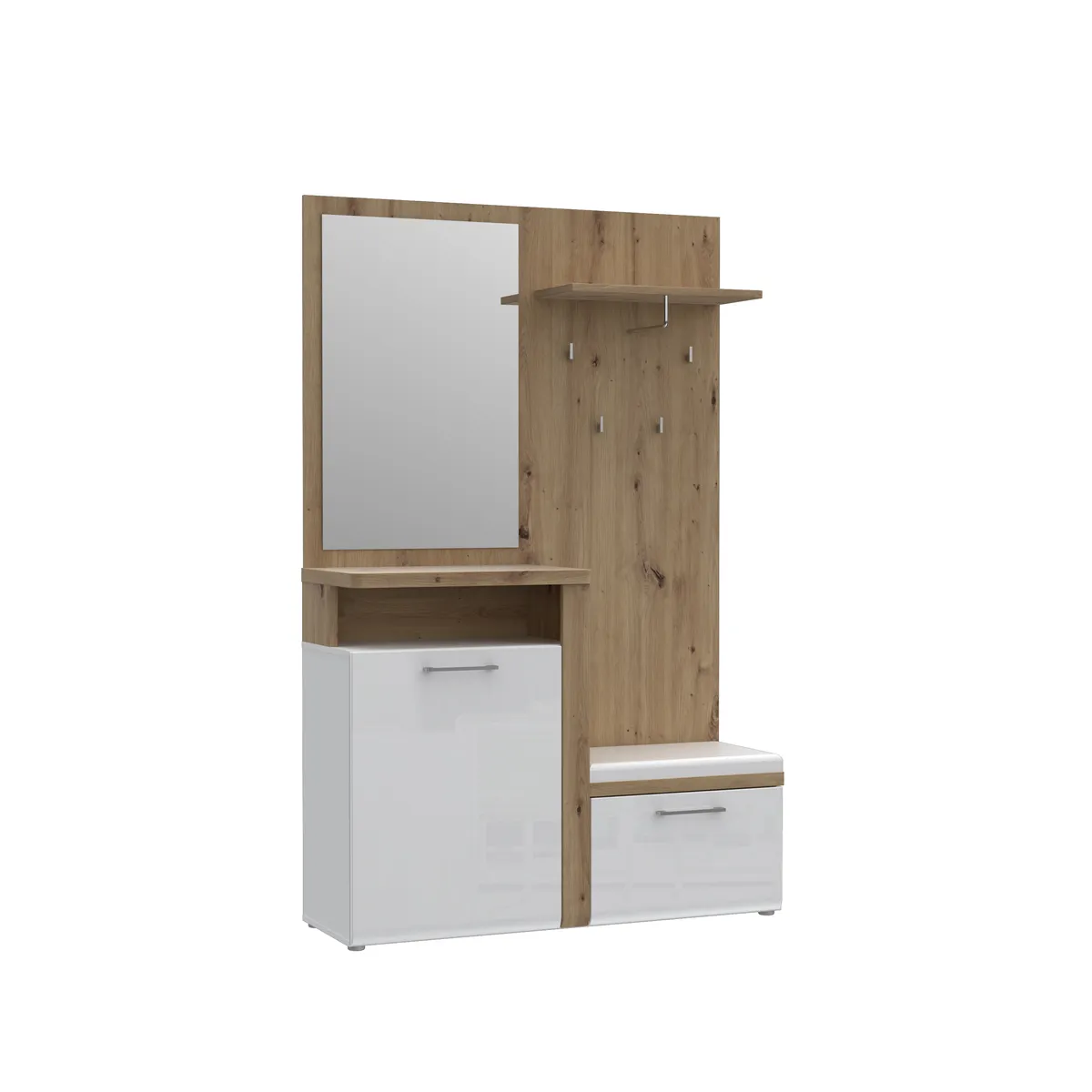 Garderobe - Weiß, Eiche Dekor