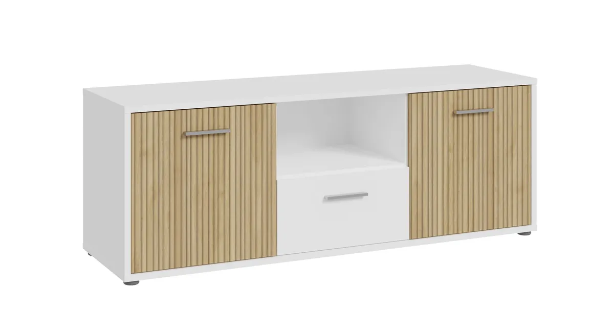 TV-Board FABIENNE- Weiß, Eiche Dekor