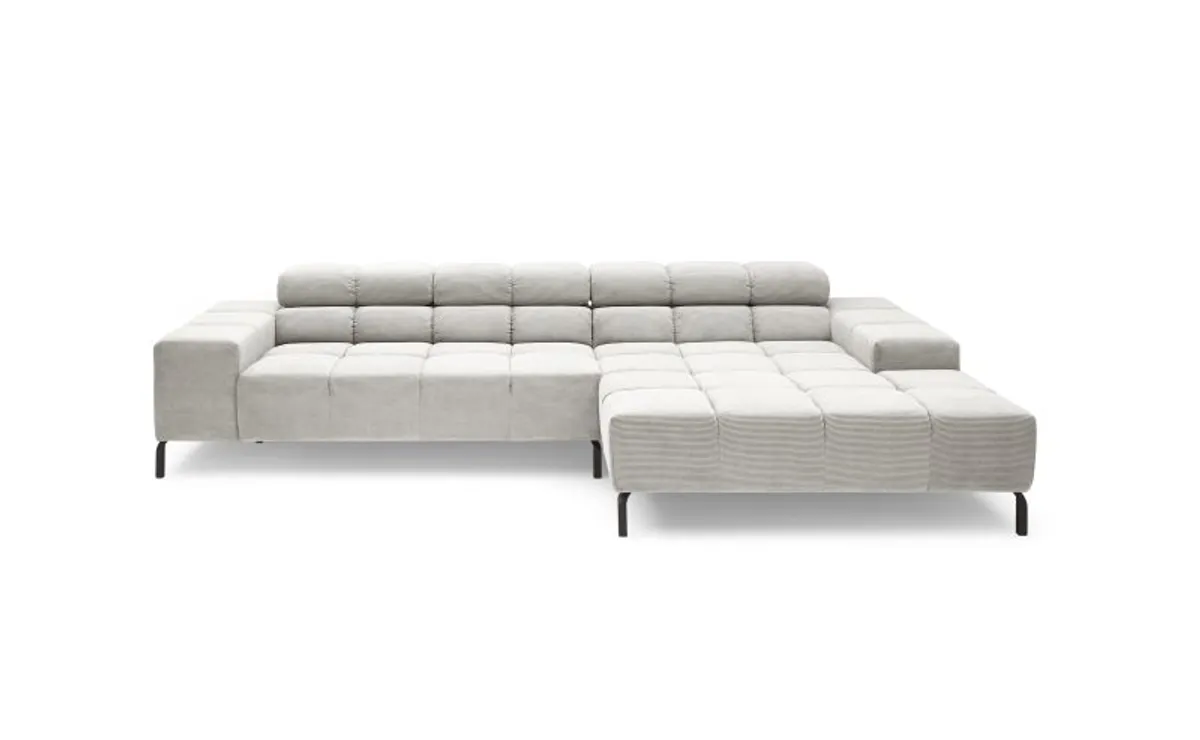 Ecksofa CLIVIA - 2-Sitzer, Ecke rechts, Microfaser, Silbergrau