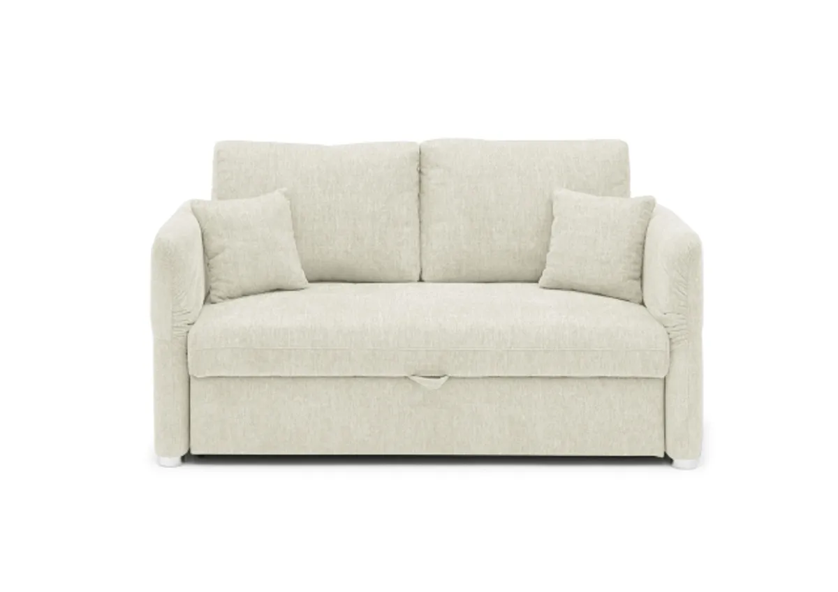 Sofa JORDEN - 2-Sitzer inkl. Schlaffunktion, verstellbaren Armlehnen, Stoff, Creme