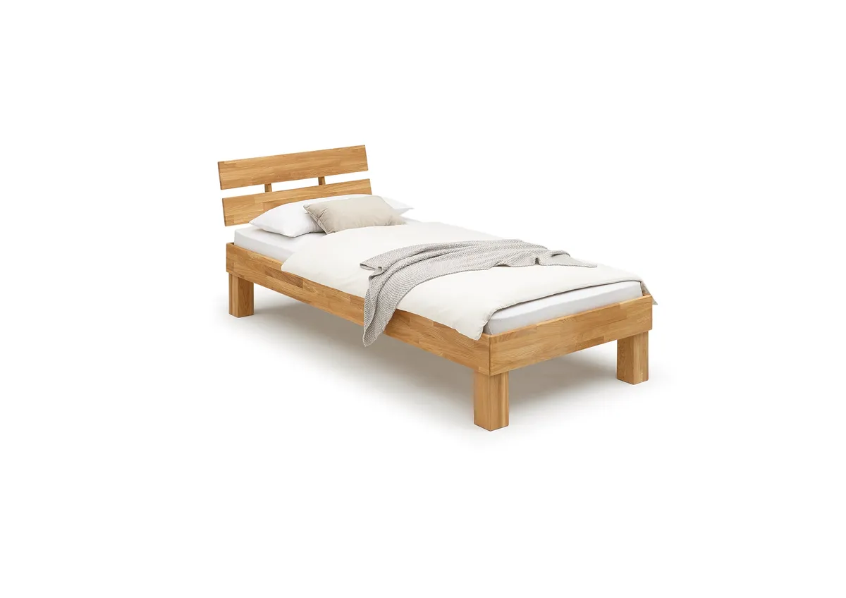 Bettgestell- Liegefläche ca. 90x200 cm, Wildeiche, Massiv, Geölt