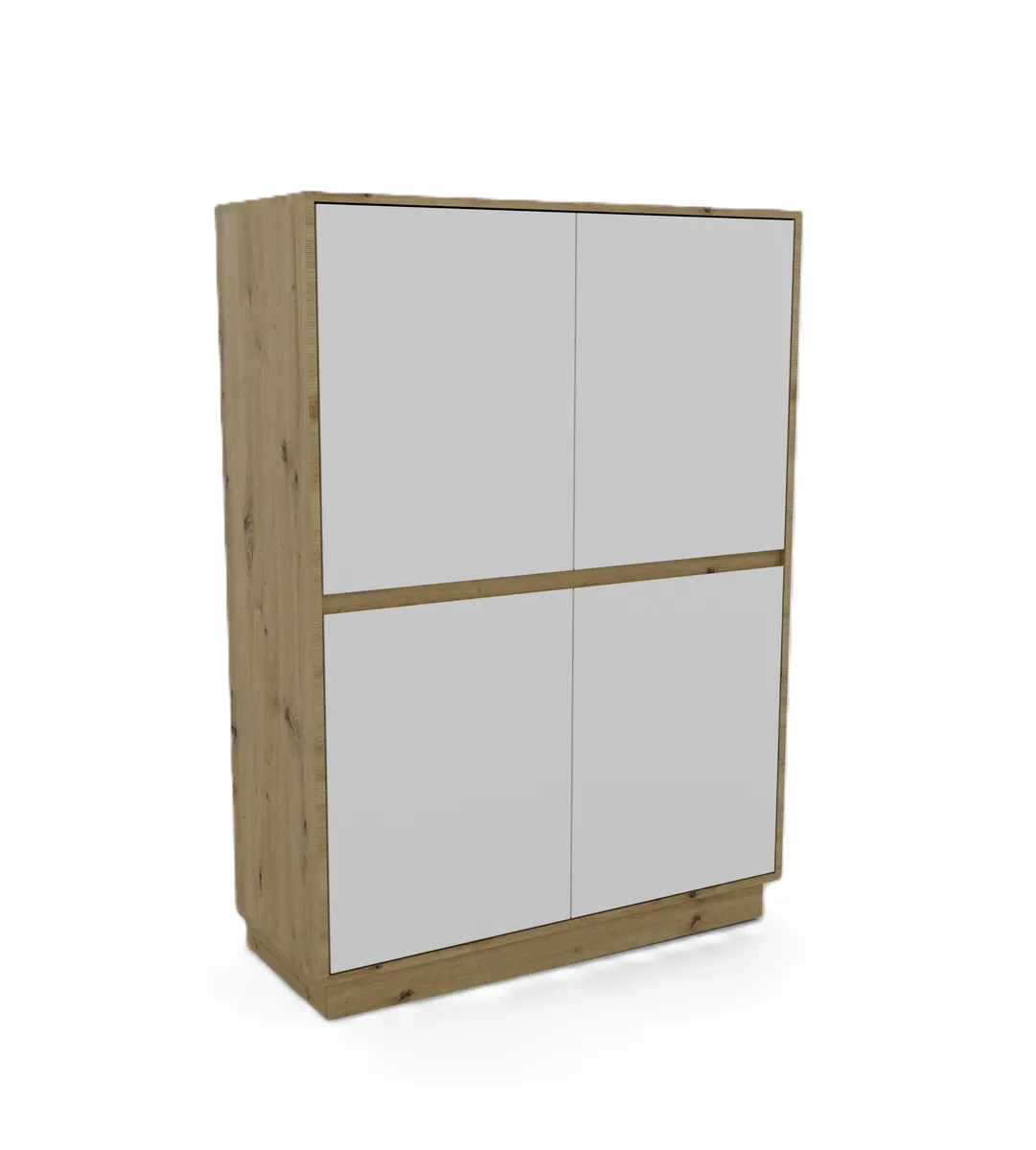 Highboard- Eiche Dekor, Weiß 