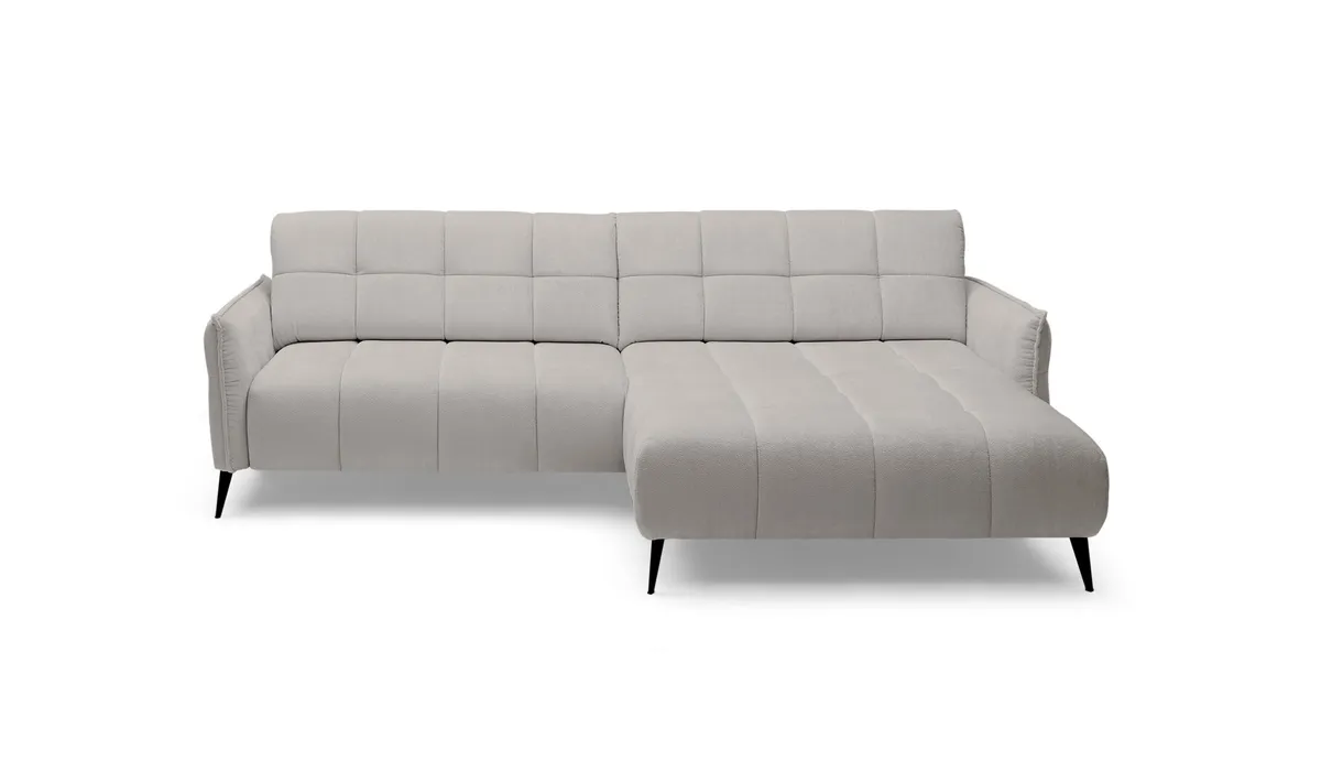 Ecksofa WALI MINI - 2-Sitzer, Ecke rechts inkl. Relaxfunktion, Stoff, Grau