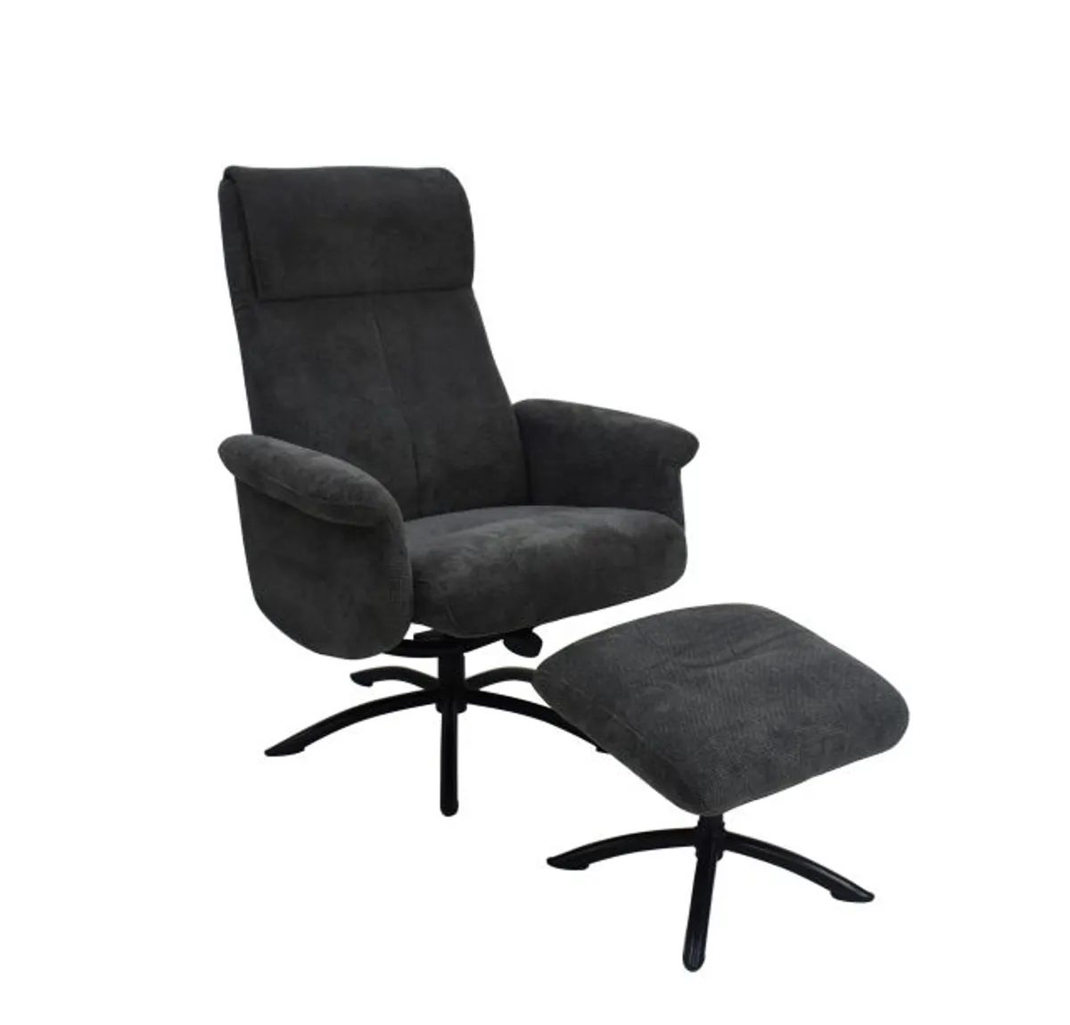 TV-Sessel MORTON mit Hocker - drehbar, Stoff, Grau