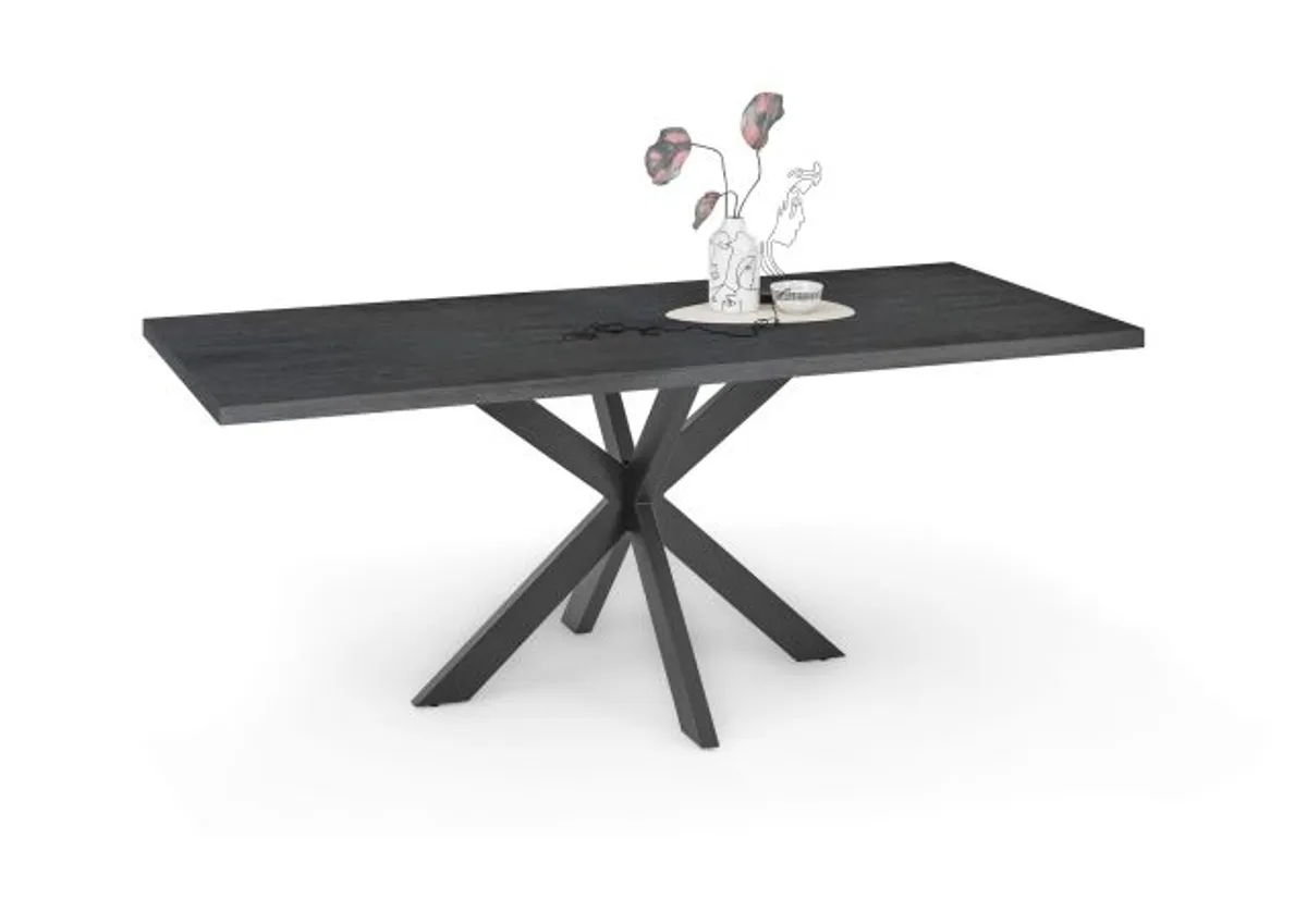 Esstisch - LB ca. 200x100 cm, Schwarzstahl, Schwarz