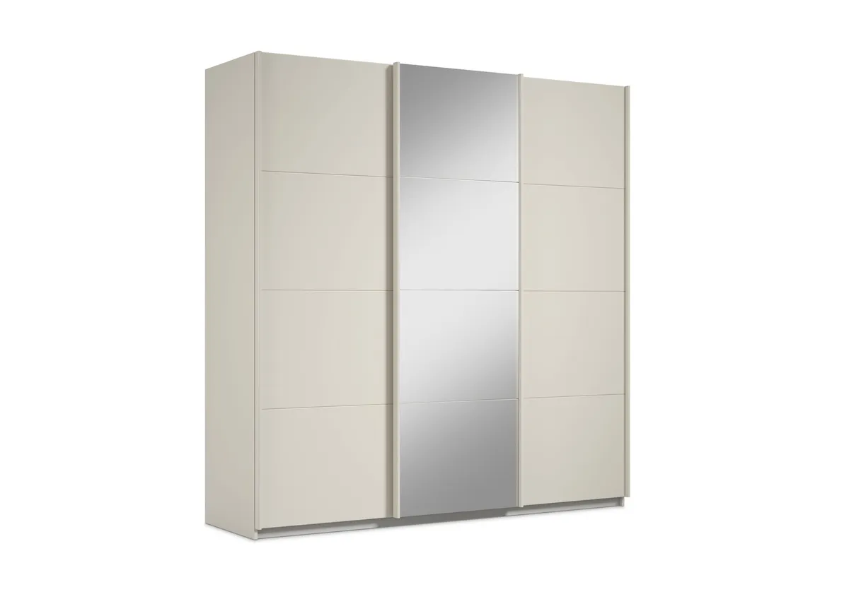 Schwebetürenschrank RIVASA- B ca. 203 cm, Champagner, Spiegel