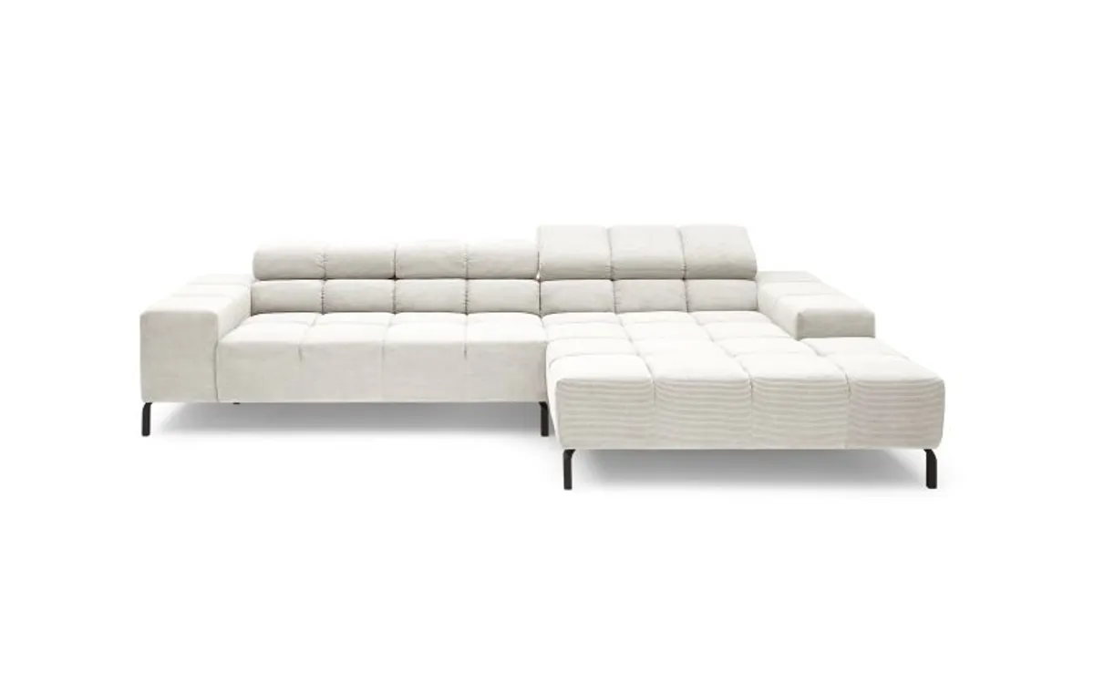Ecksofa CLIVIA - 2-Sitzer, Ecke rechts, inkl. motorischem Sitzvorzug, Microfaser, Creme