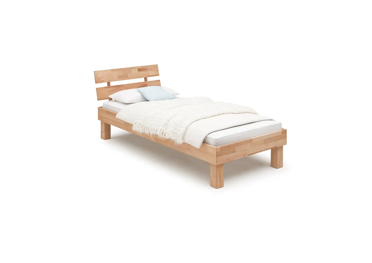 Bettgestell- Liegefläche ca. 90x200 cm, Kernbuche, Massiv, Geölt