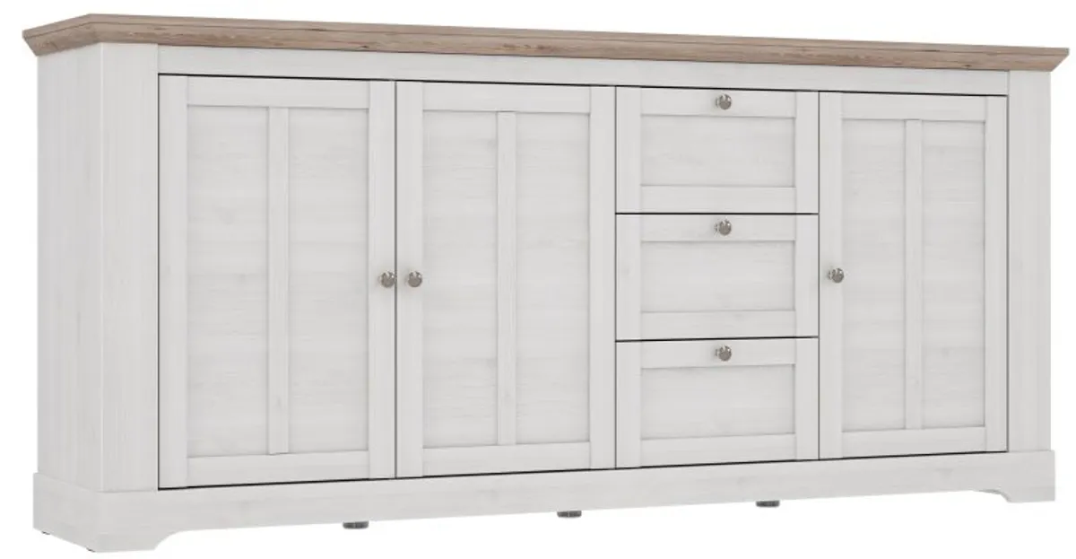 Sideboard FALLA - Weiß, Eiche Dekor