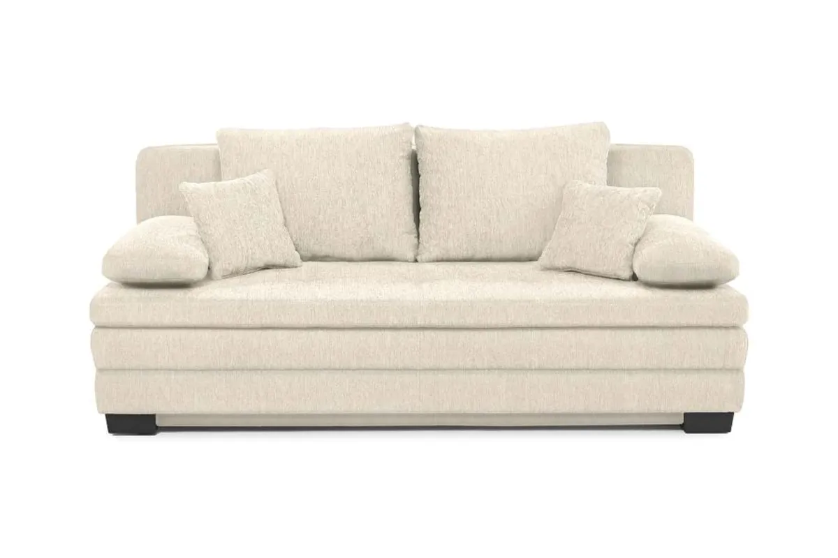 Sofa JONAH - 2-Sitzer inkl. Schlaffunktion und Bettkasten, Stoff, Creme