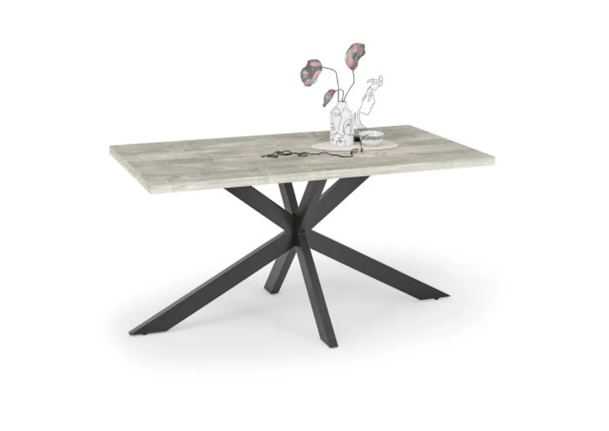 Esstisch - LB ca. 160x90 cm, Betonoptik, Schwarz