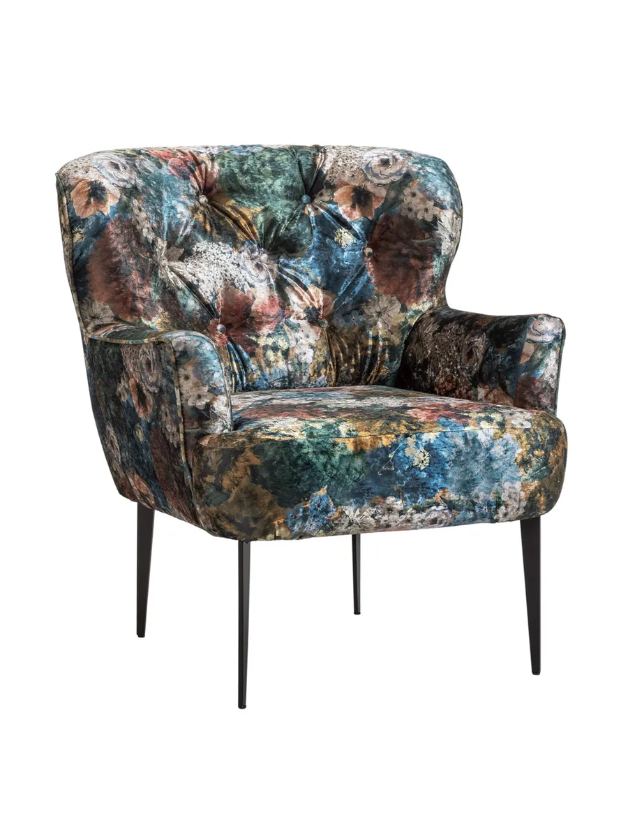 Sessel Scranton - Stoff, Flower rose/blau