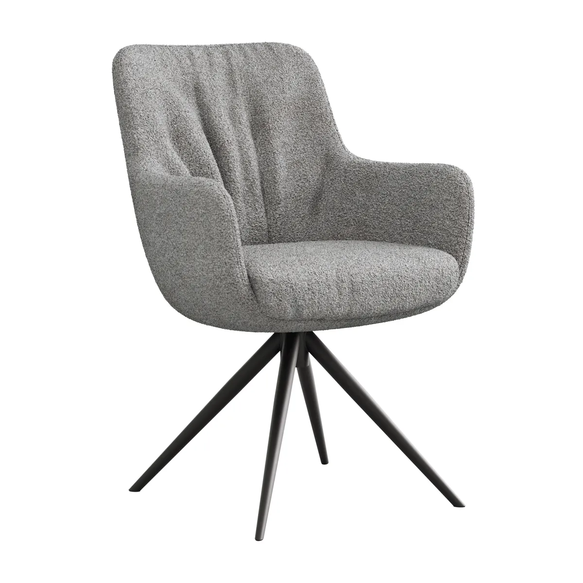 Armlehnstuhl Mis Legere - Boucle, Grau, Stativ, Anthrazit