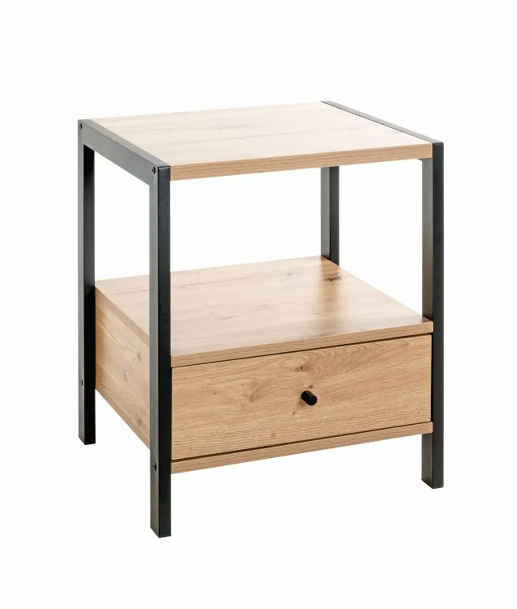 Konsolentisch - B/H/T ca. 48x60x43 cm, Eiche Nachbildung, Schwarz