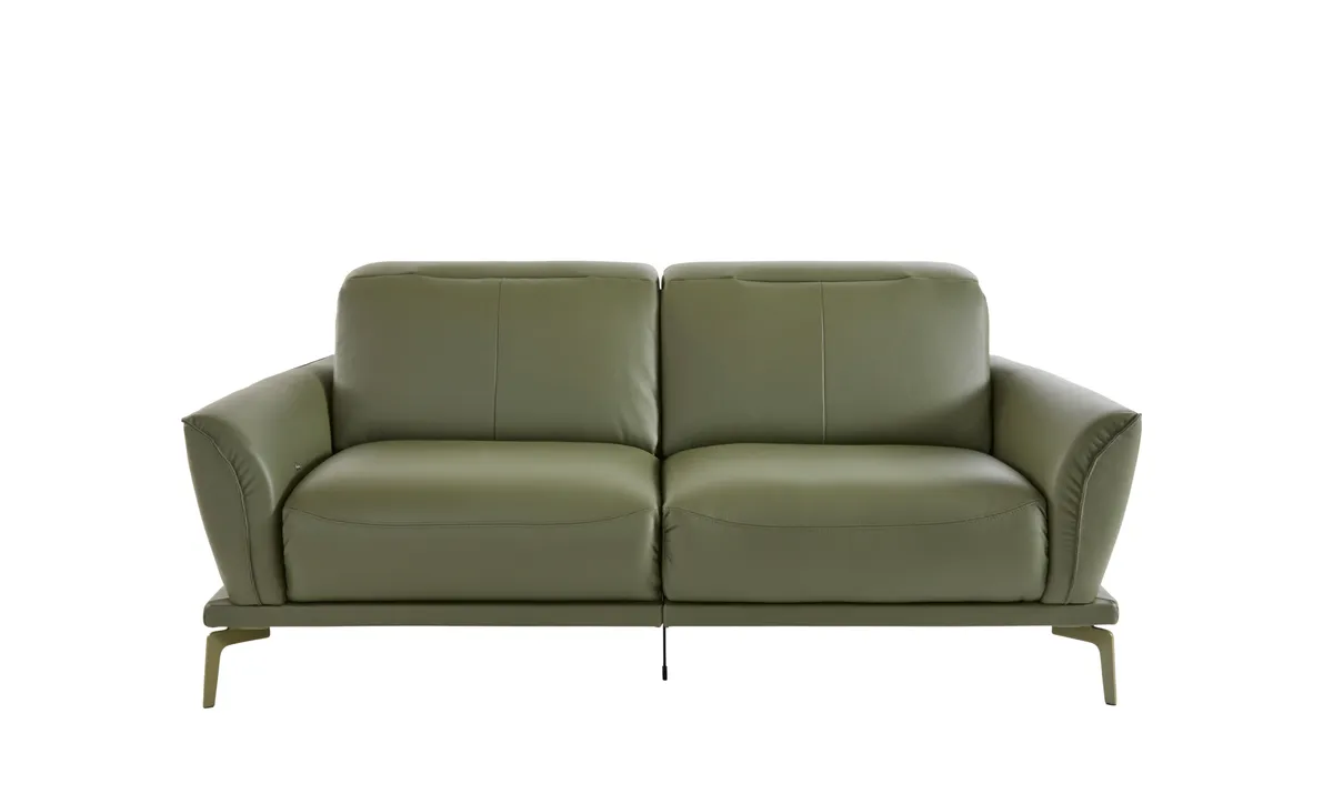 Sofa Amadena - 2-Sitzer inkl. Kopfteil verstellbar, Leder, Olive