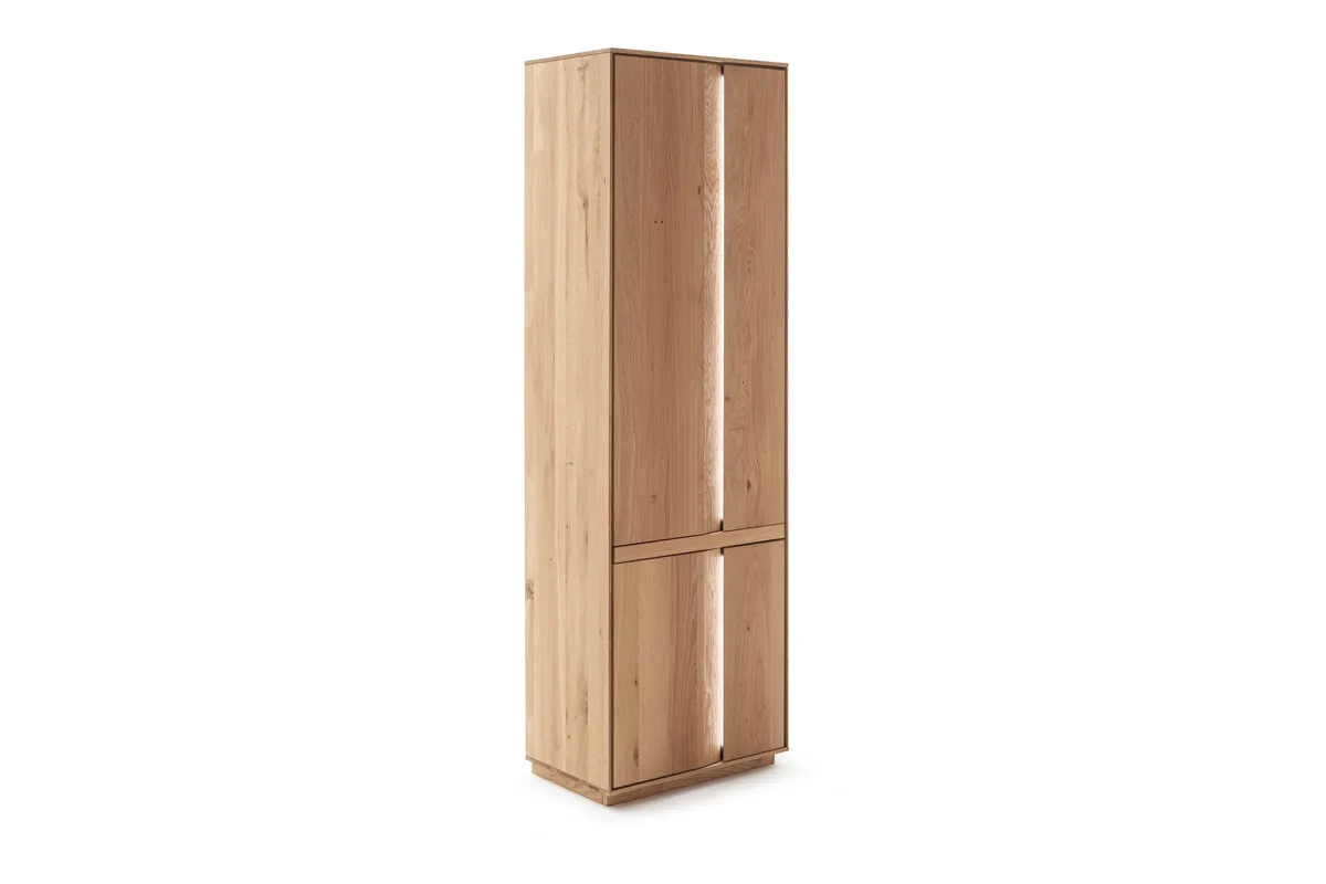 Schrank Due Viso - inkl. Beleuchtung, BHT ca. 63x200x40 cm, Wildeiche massiv, geölt