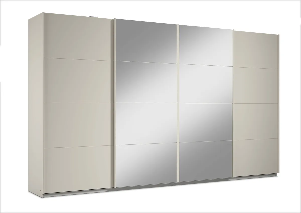 Schwebetürenschrank RIKK- B ca. 361 cm, Champagner, Spiegel