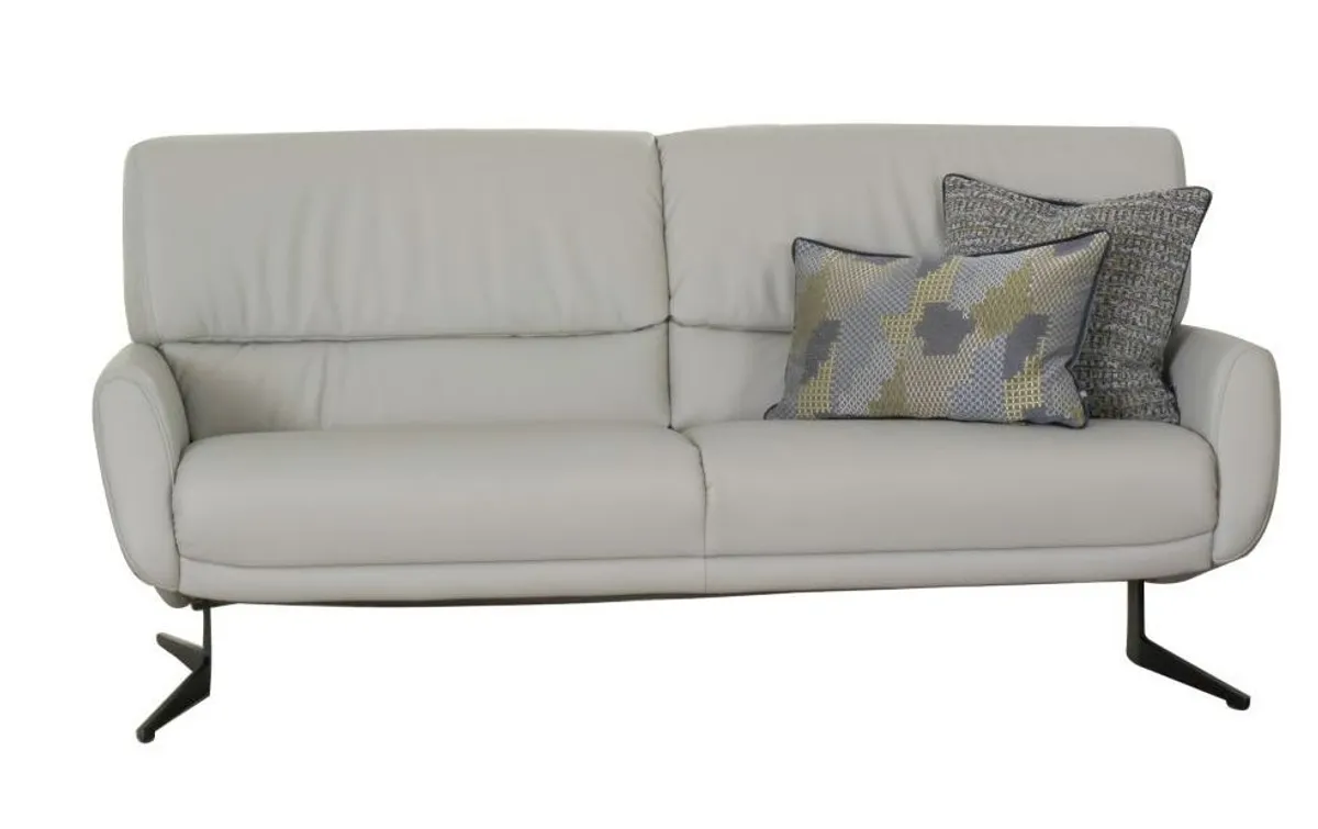Sofa - 3-Sitzer, Leder, Silbergrau