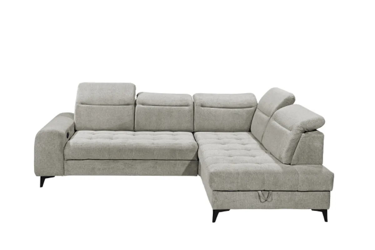Ecksofa - 2-Sitzer, Ecke rechts inkl. Funktionen, Stoff, Taupe