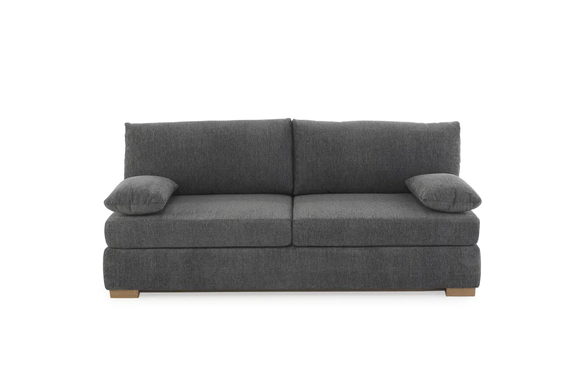 Sofa JELKO - 2-Sitzer inkl. Schlaffunktion mit Bettkasten, Stoff, Dunkelgrau