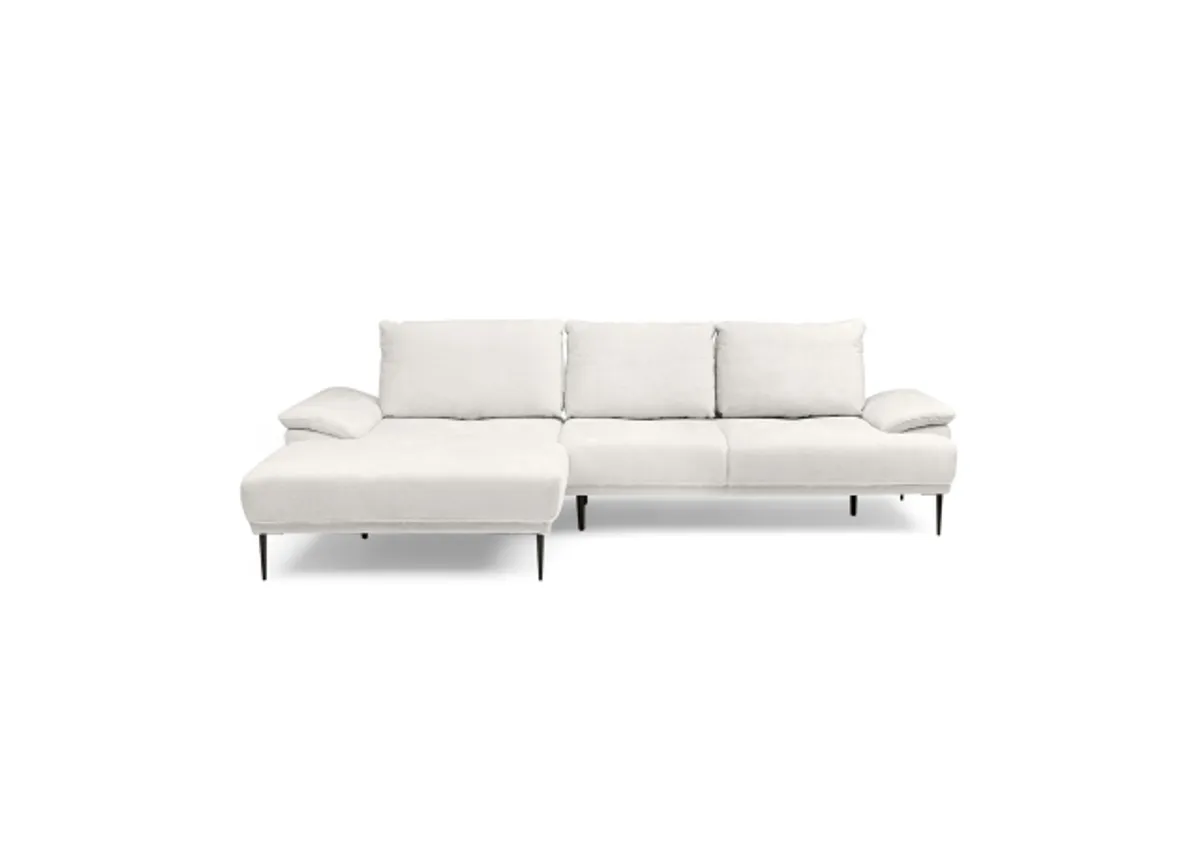 Ecksofa ENRIK - Ecke links, 2,5-Sitzer inkl. Sitztiefenverstellungen, Stoff, Hellgrau