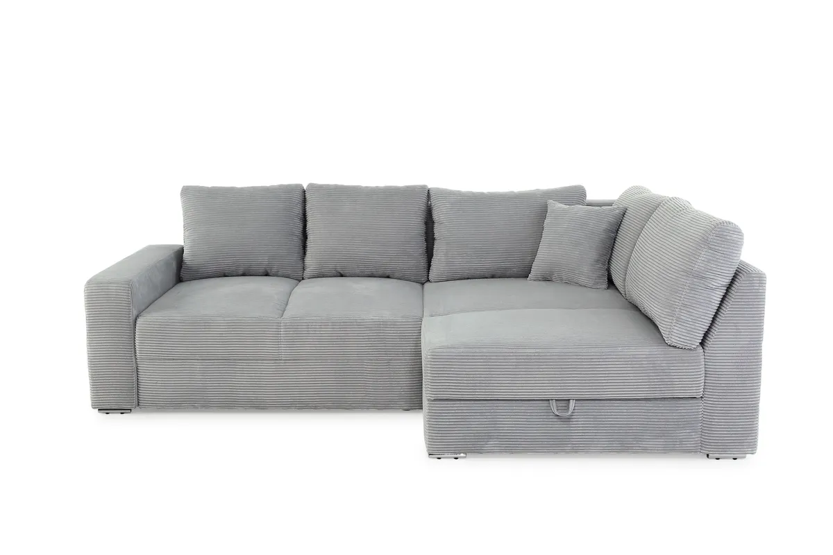 Ecksofa JANIS - 2,5-Sitzer, Ecke rechts inkl. Schlaffunktion , Stoff, Hellgrau