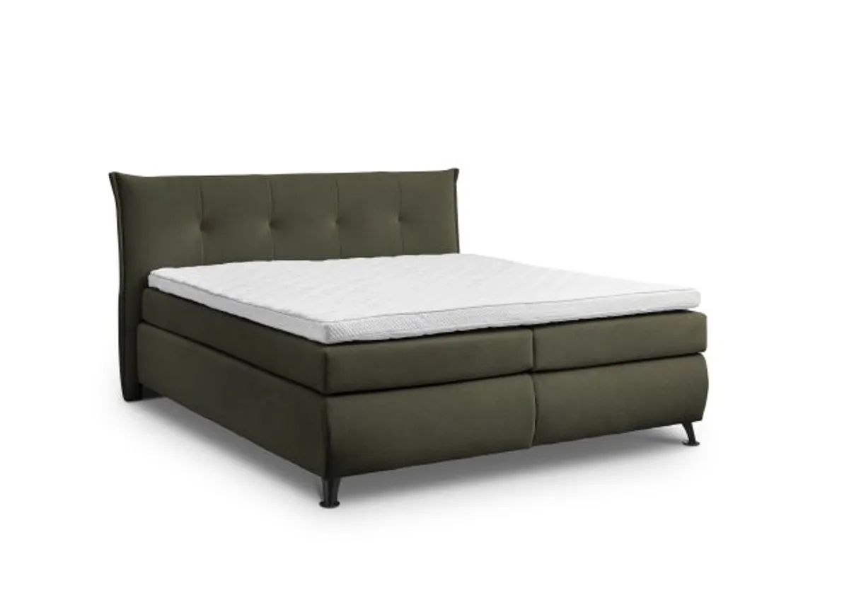 Boxspringbett HAROA- Liegefläche ca. 180x200 cm, Stoff, Olive, TFK H4/TFK H4