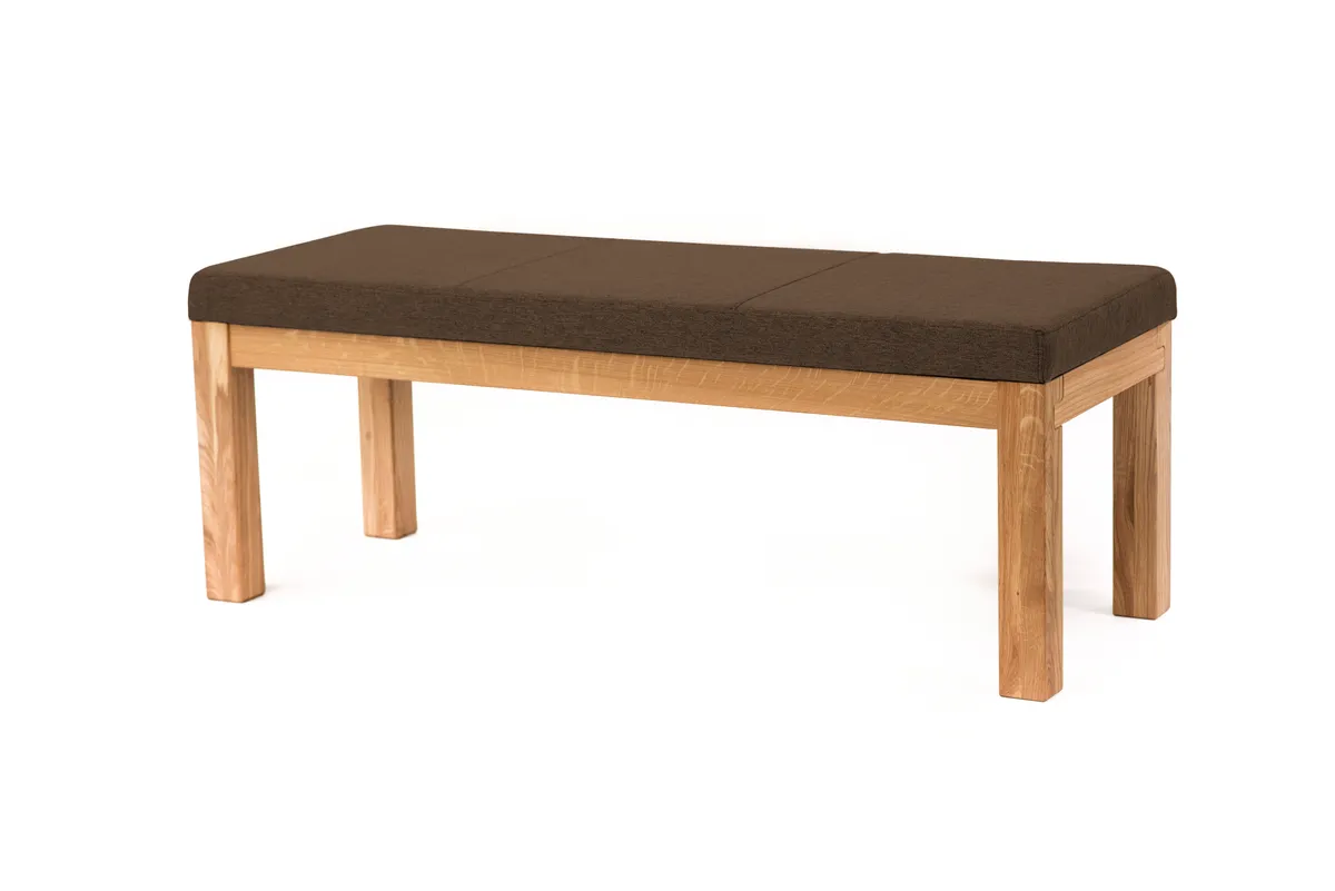 Sitzbank - Breite ca. 130 cm, Eiche massiv, Stoff, Dunkelbraun