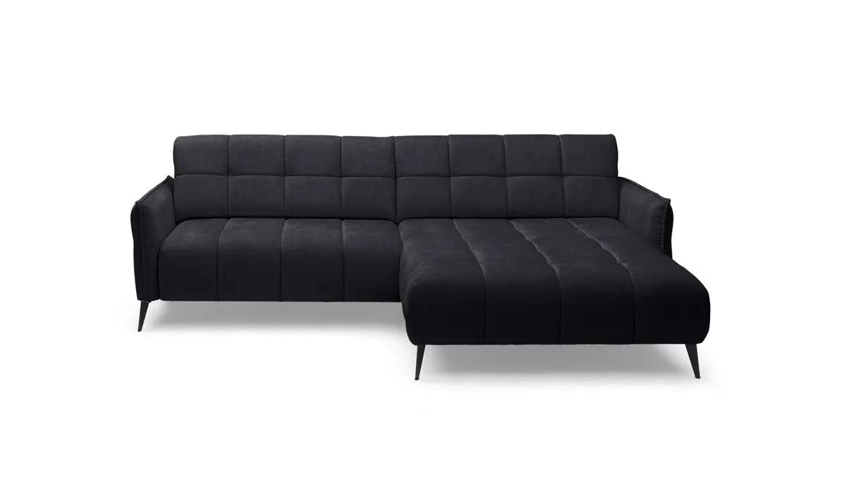 Ecksofa WALI MINI - 2-Sitzer, Ecke rechts inkl. Relaxfunktion, Stoff, Schwarz