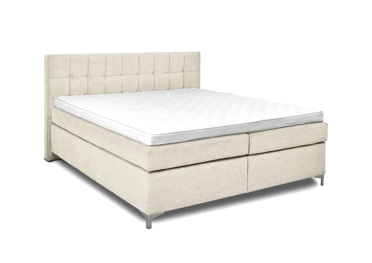 Boxspringbett HINDA- Liegefläche ca. 180x200 cm, Stoff, Vanille, TFK H3/TFK H3