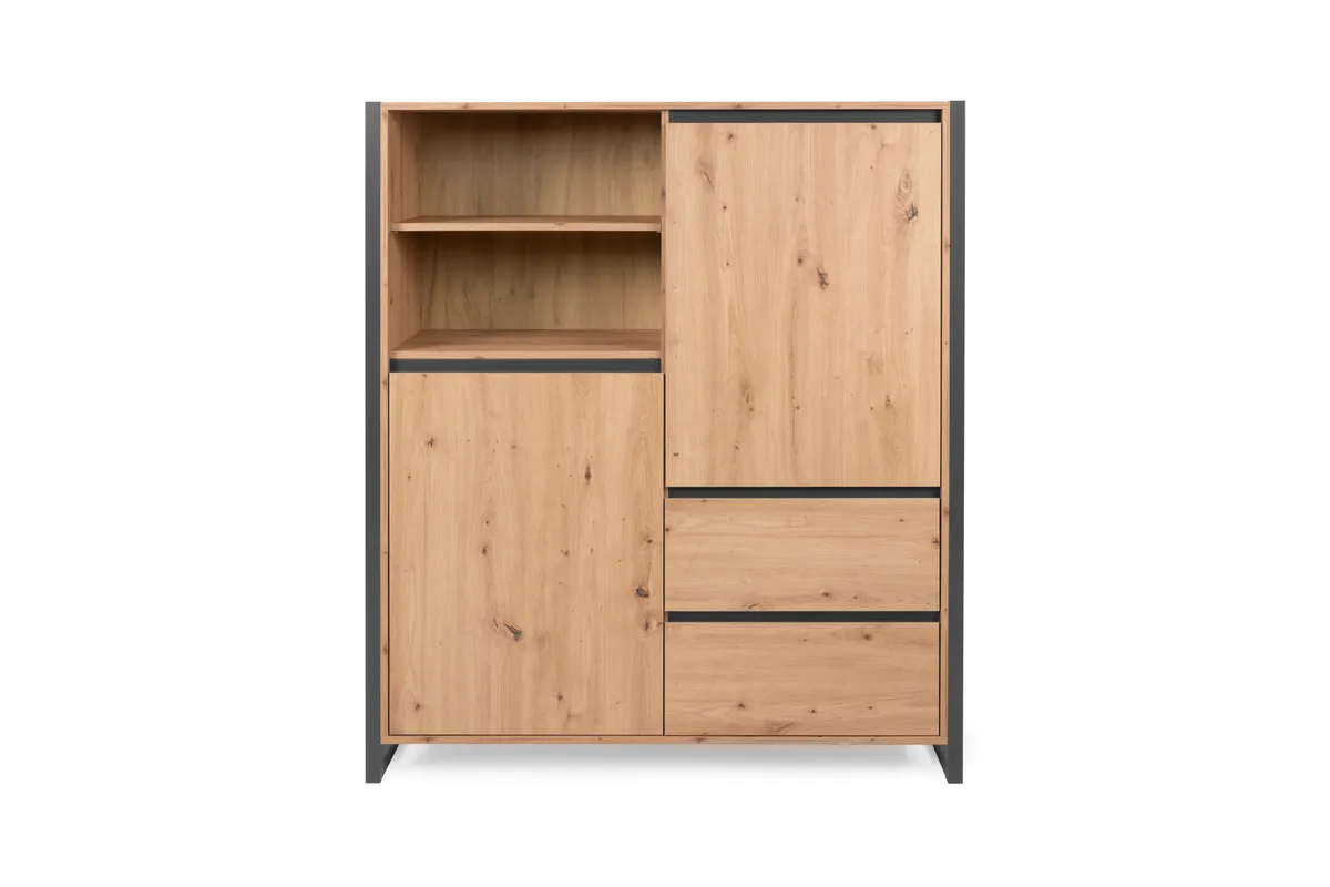 Highboard- Eiche Dekor, Anthrazit