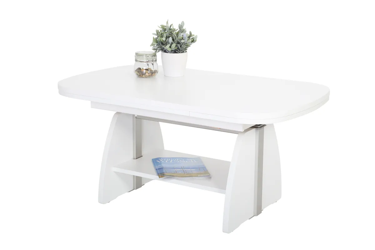 Couchtisch - ausziehbar, höhenverstellbar, LB ca. 108x67 cm, Weiß