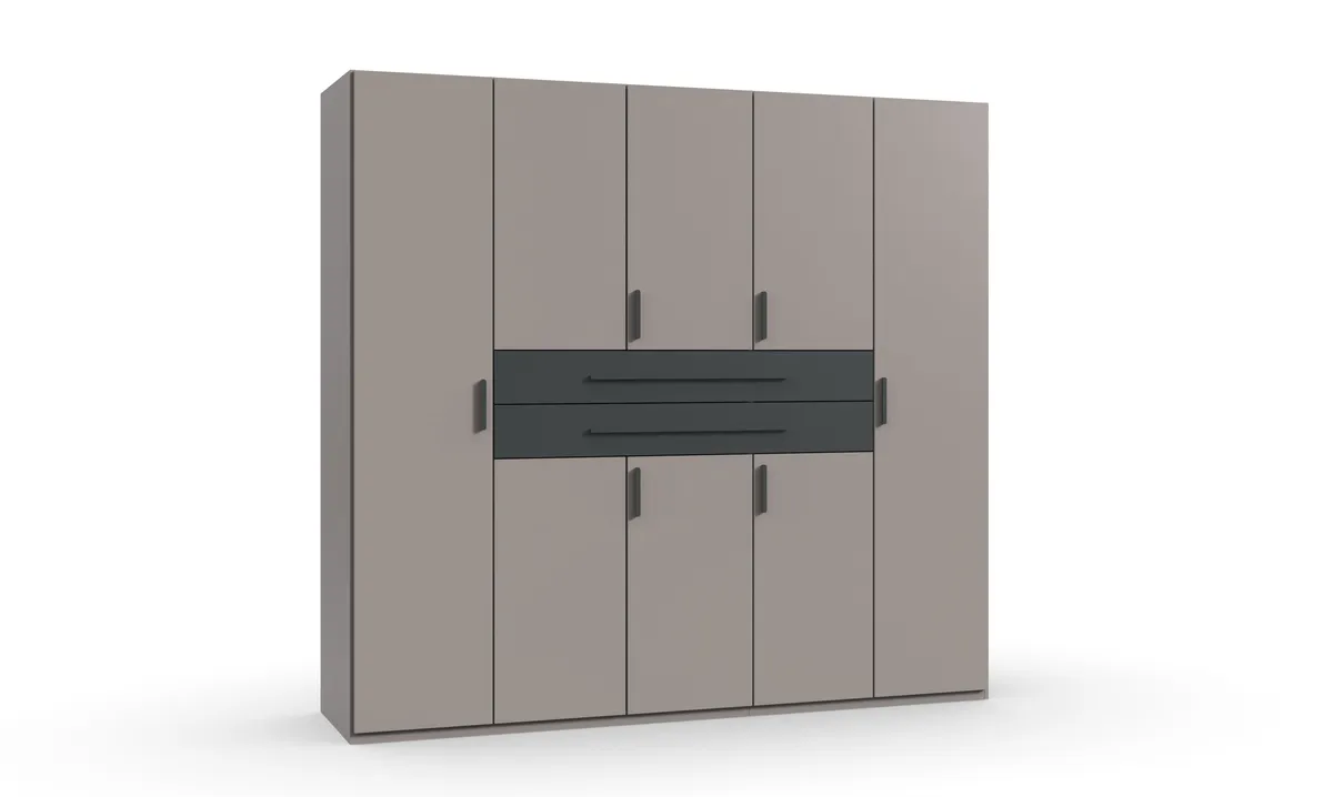 Drehtürenschrank- B ca. 225 cm, Saharagrau, Grafit