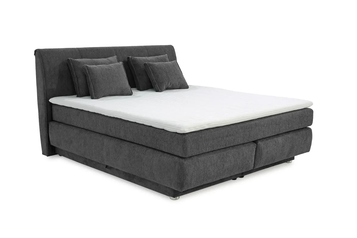 Boxspringbett JILLIAN MIX- Liegefläche ca. 180x200 cm, Stoff, Dunkelgrau