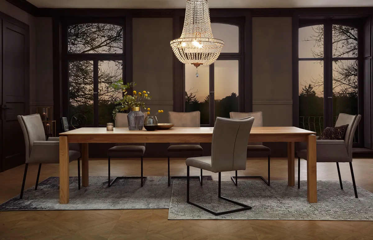 Esstisch 5000 - ausziehbar, LB ca. 180x90 cm, Eiche massiv, Bianco