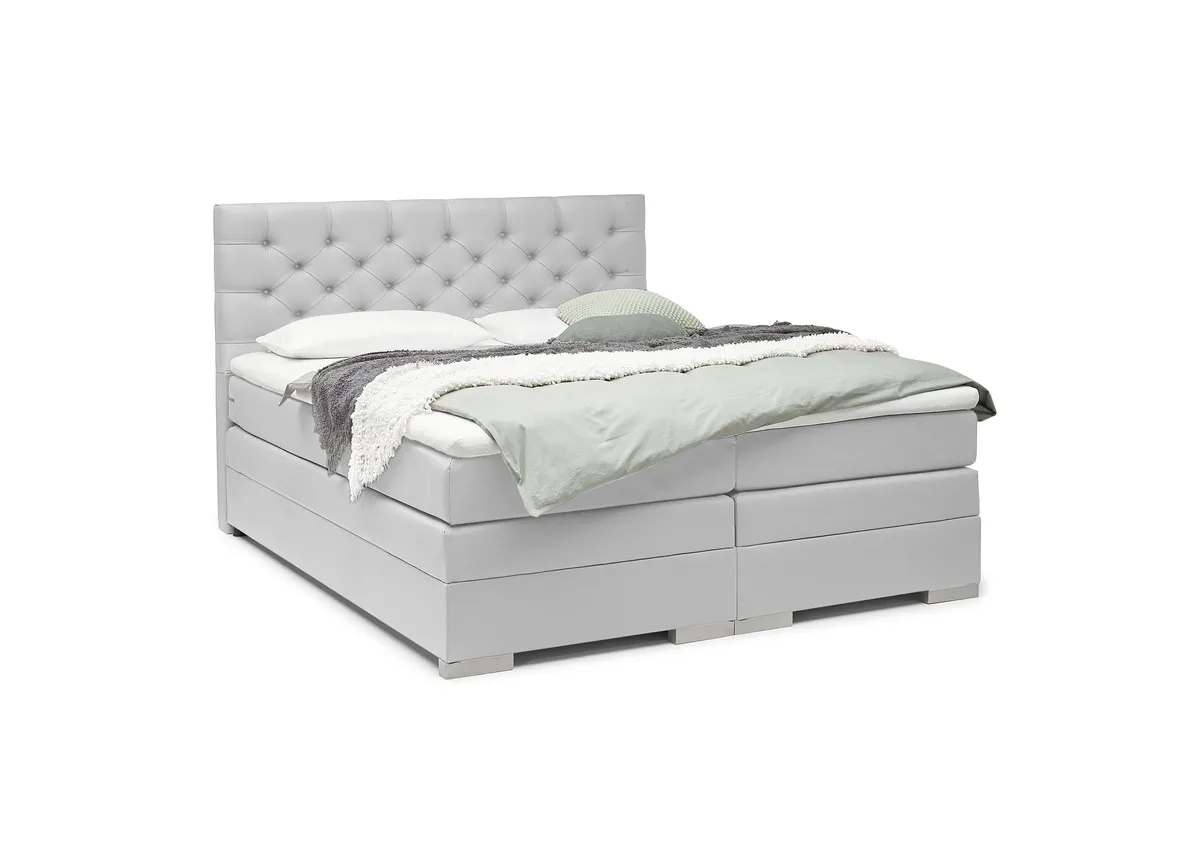 Boxspringbett SANDRIN E- Liegefläche ca. 180x200 cm, Stoff, Hellgrau