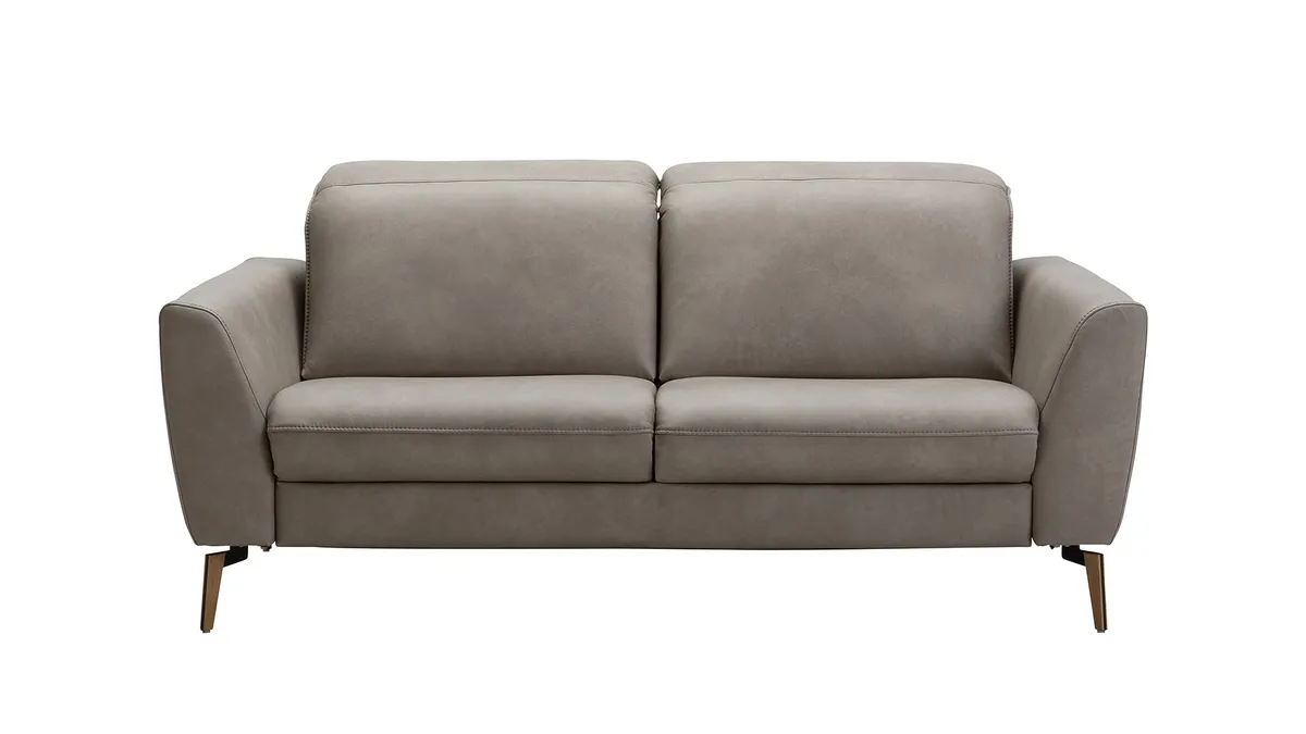 Sofa Tulsa KV - 2,5-Sitzer, inkl. Kopfteilverstellung, Leder, Graubeige