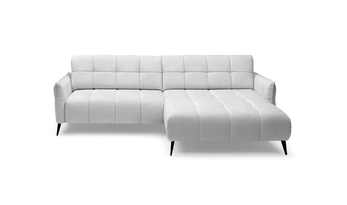 Ecksofa WALI MINI - 2-Sitzer, Ecke rechts inkl. Relaxfunktion, Stoff, Hellgrau