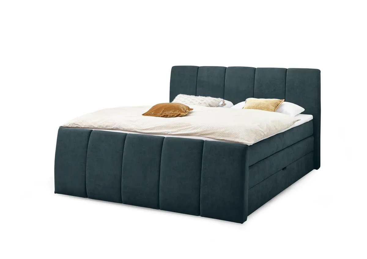 Boxspringbett- Liegefläche ca. 180x200 cm, Stoff, Dunkelgrün