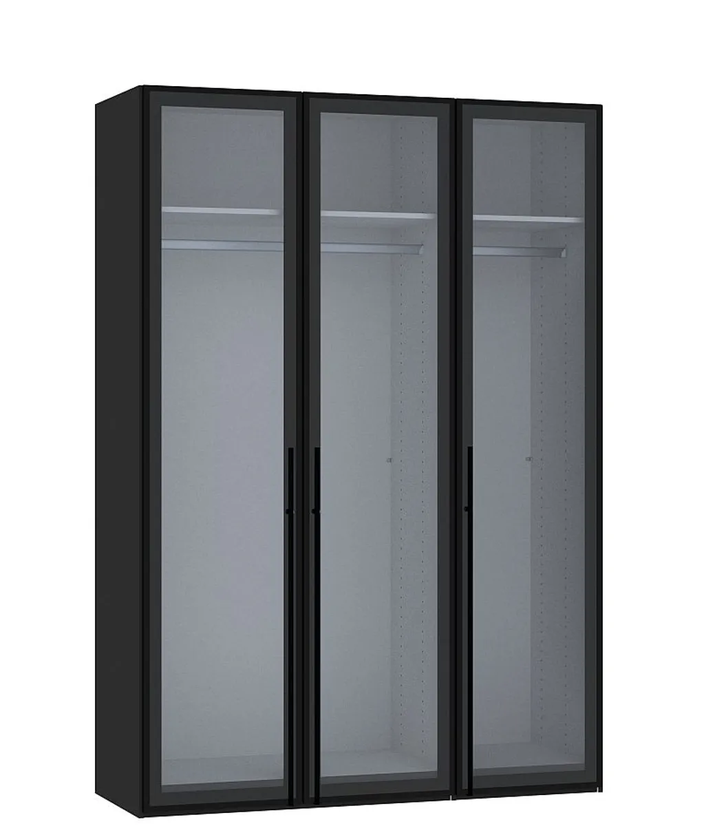 Drehtürenschrank JOIN IT- B ca. 152 cm, Schwarz, Glas, Grau