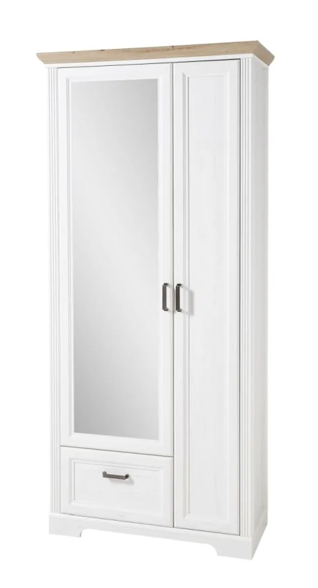 Garderobenschrank - B ca. 93 cm, Weiß, Artisan Eiche Nachbildung
