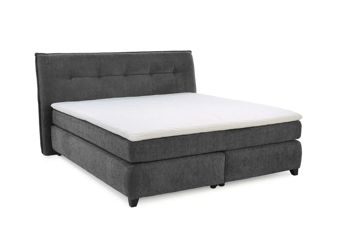 Boxspringbett JANKA MIX- Liegefläche ca. 180x200 cm, Stoff, Dunkelgrau