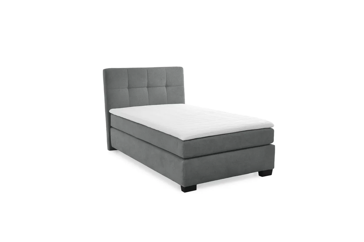 Boxspringbett JILA- Ligefläche ca. 120x200 cm, Stoff, Dunkelgrau