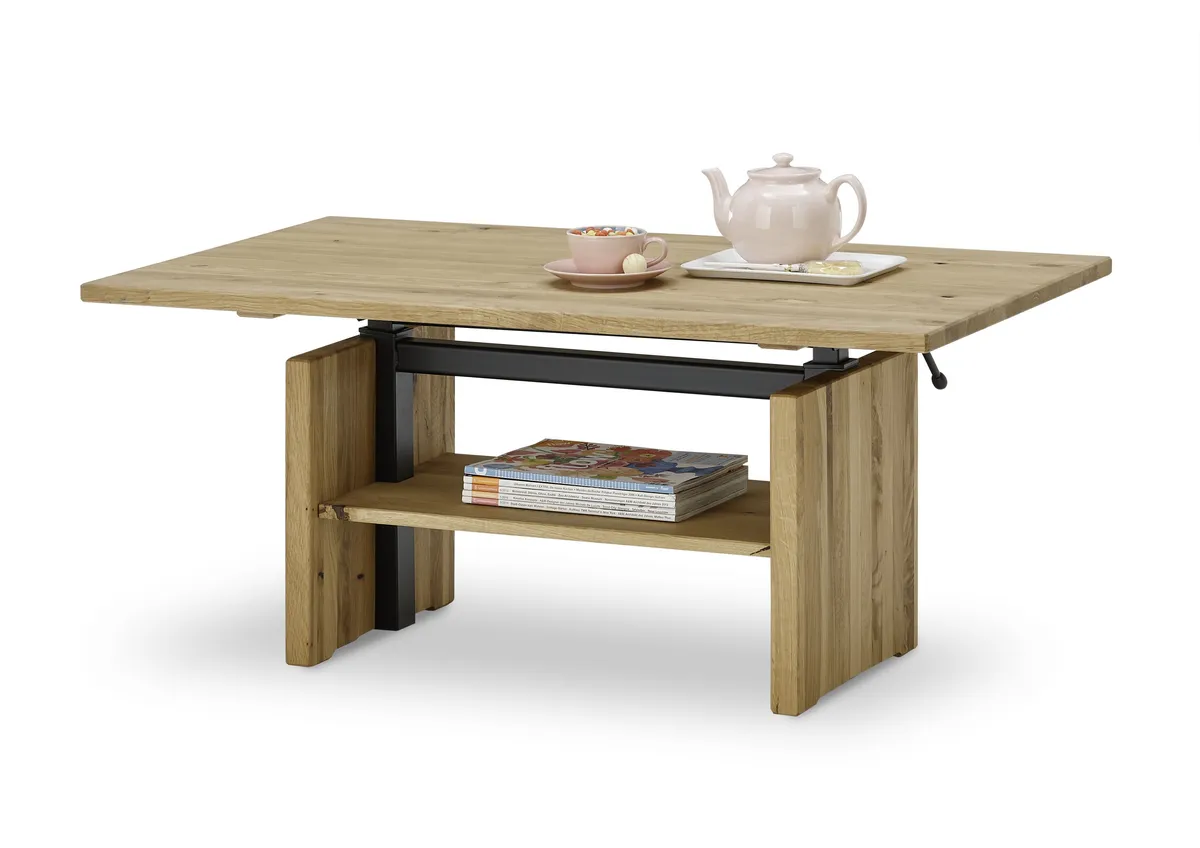 Couchtisch - höhenverstellbar, LB ca. 105x65 cm, Eiche massiv