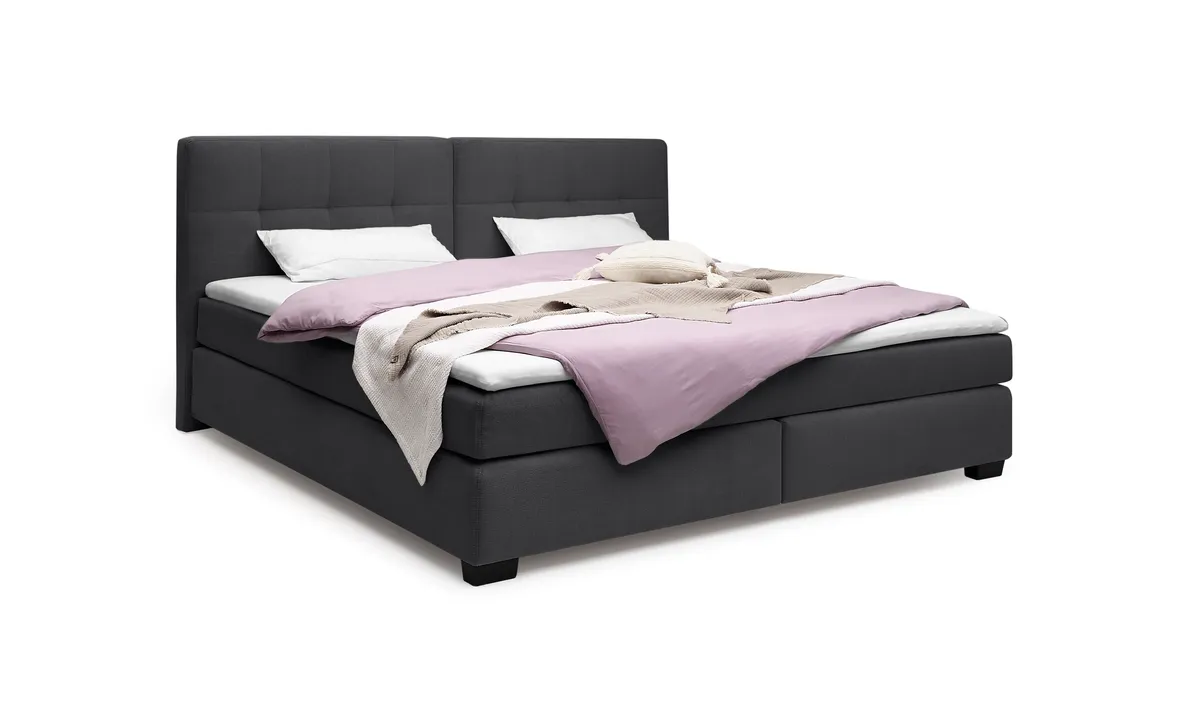 Boxspringbett JILA- Ligefläche ca. 240x200 cm, Stoff, Schwarz
