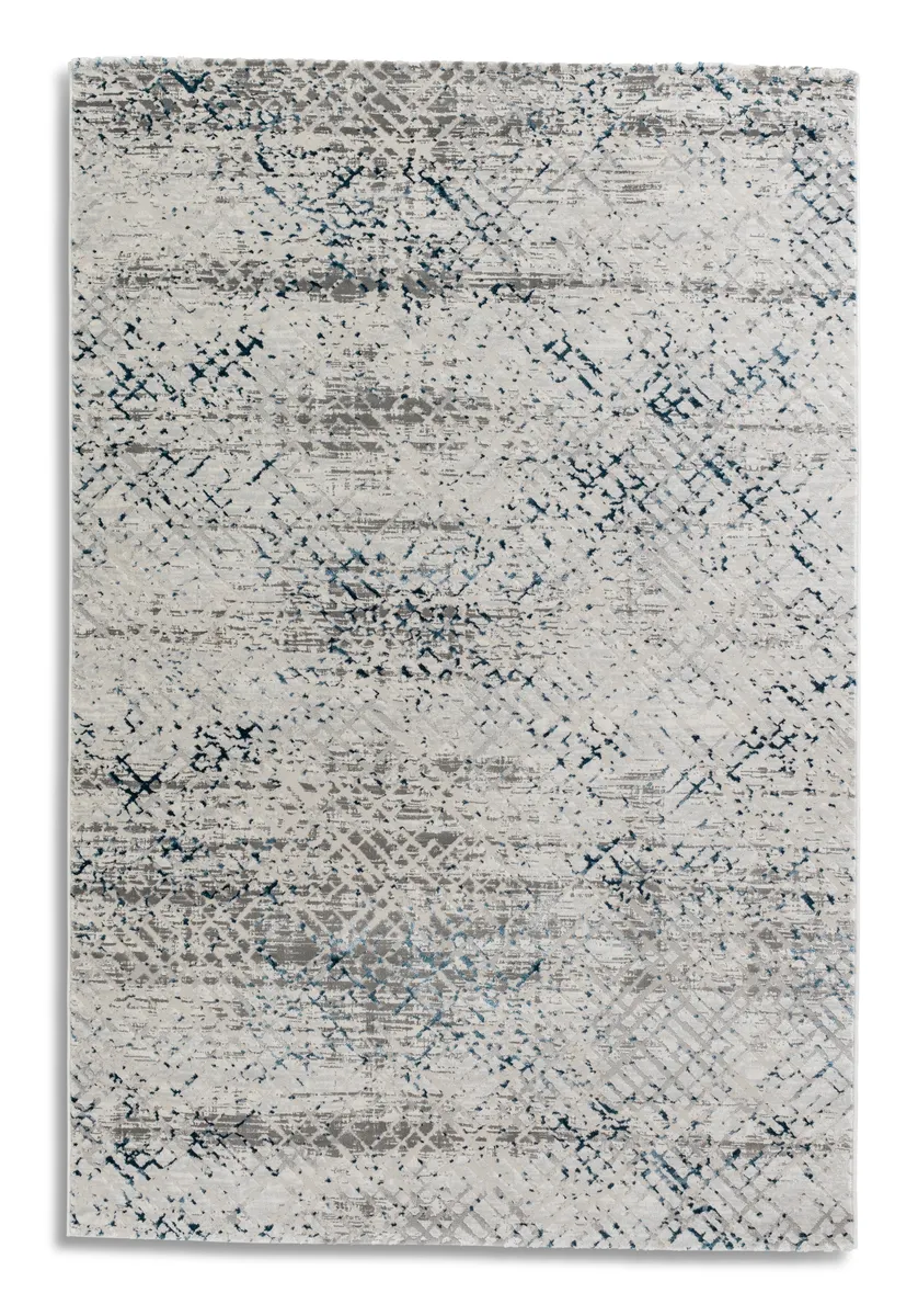 Teppich - B/L ca. 133x190 cm - Blau/Creme